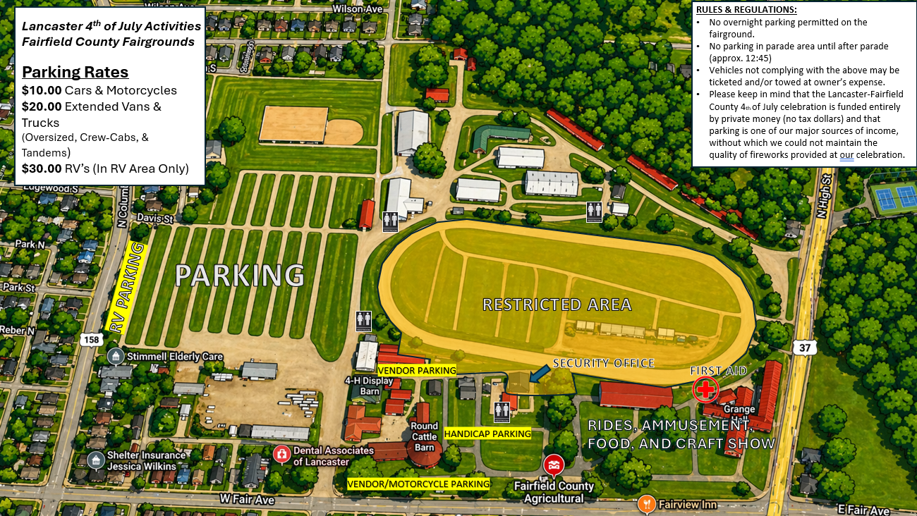 Fairfield County Fairgrounds aerial parking and event map
